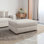 Repose-pieds rembourré beige en velours côtelé avec pieds en bois massif, partie modulaire simple pour canapé modulaire
