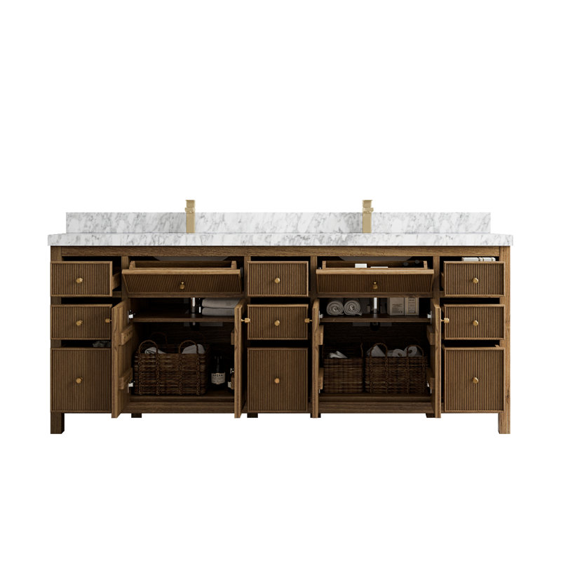 Ensemble de meuble-lavabo double 84 po, Marbre gris