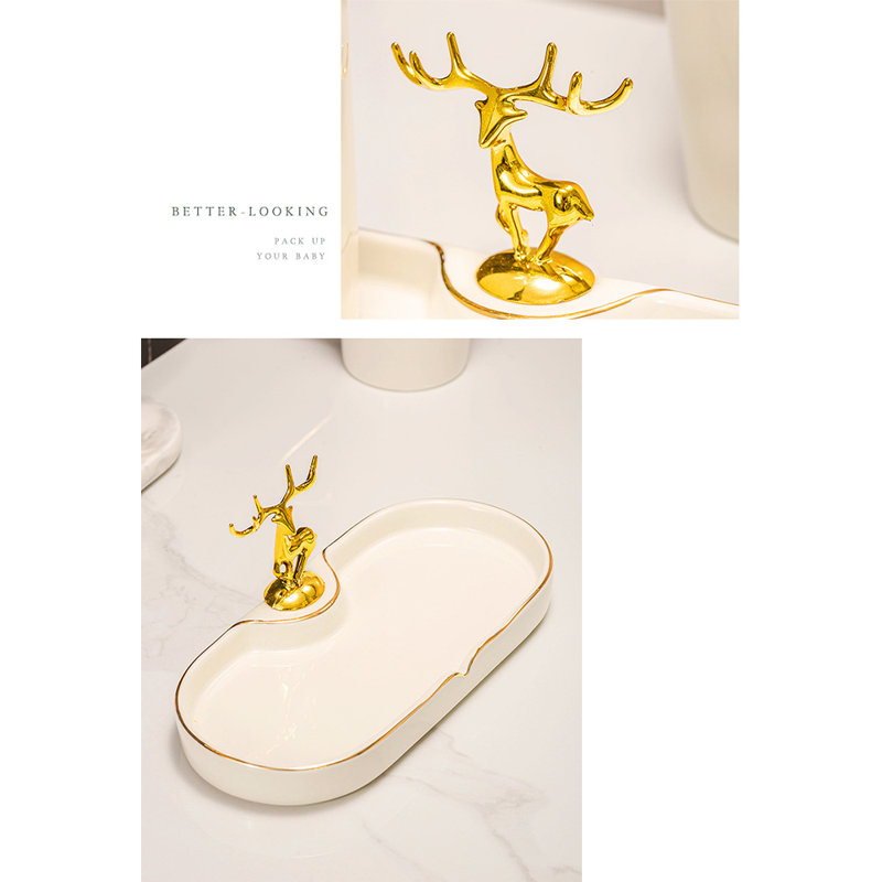 Ensemble d'accessoires de salle de bain, Blanc / rose / or