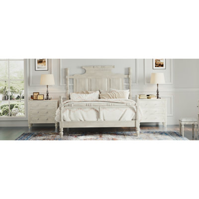 Ensemble de chambre à coucher 3 pièces avec lit plateforme à baldaquin en bois de style champêtre rétro