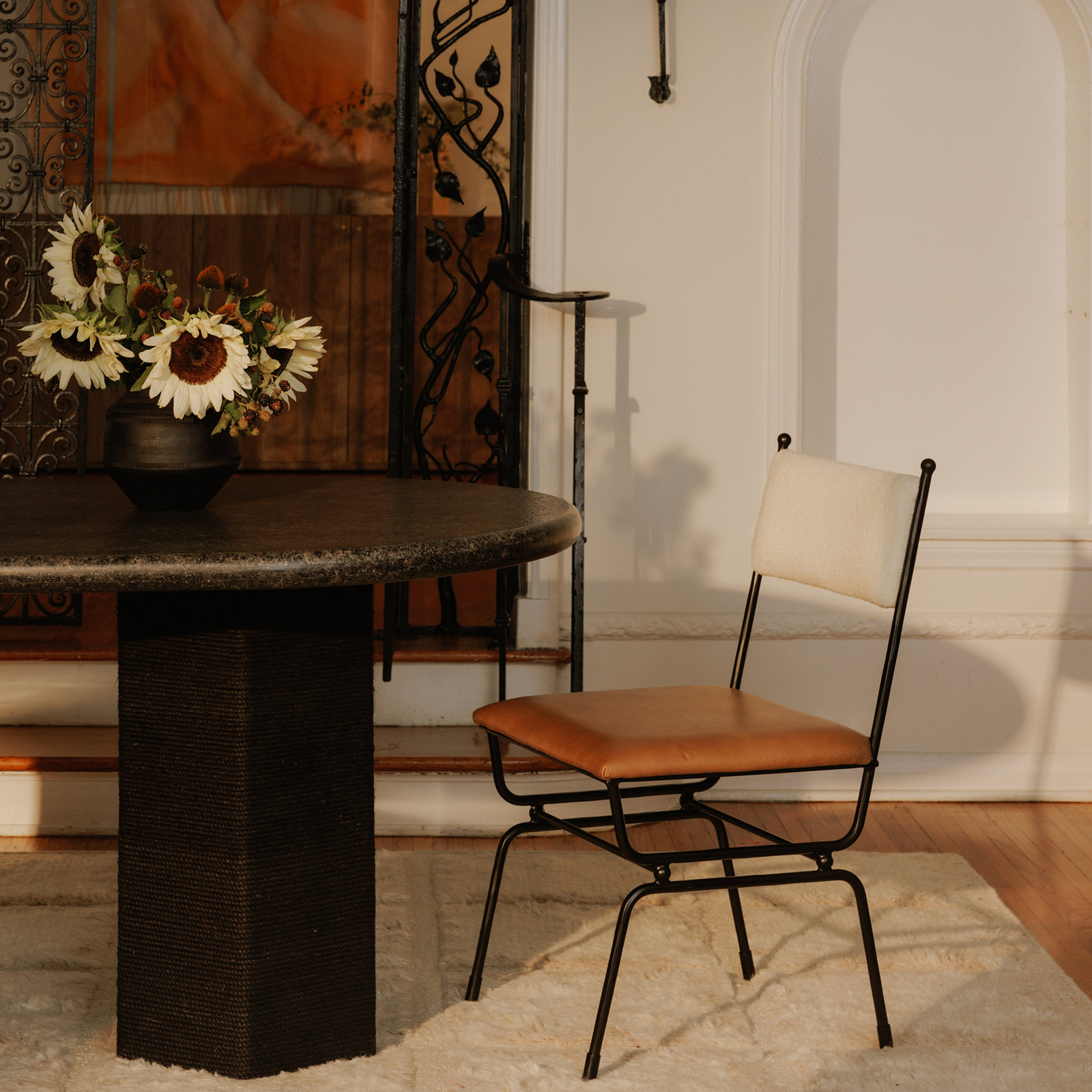 Posta Dining Chair, Brown Top Grain Leather