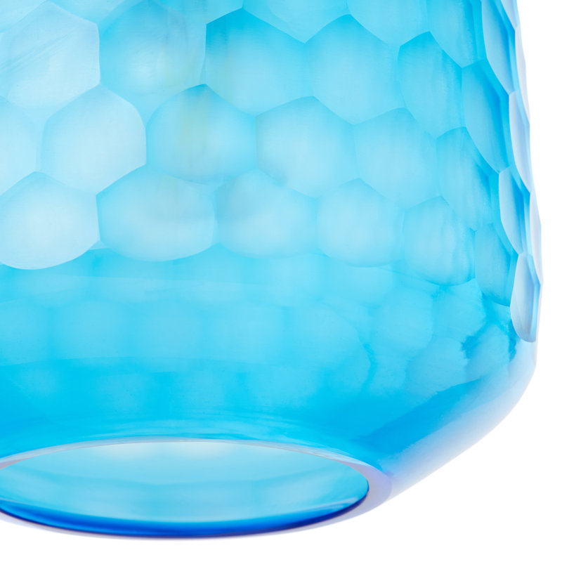 Luminaire suspendu en verre soufflé à la main l 7 po de style rétro Leah - Latitude Run®, Bleu