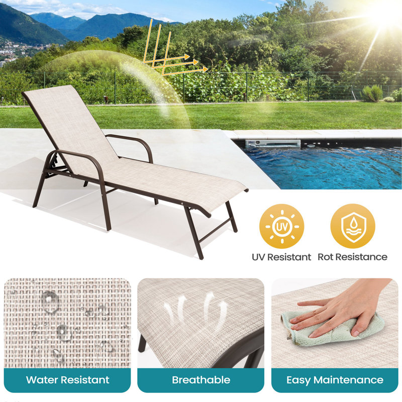 Guyden Outdoor Aluminum Chaise Lounge, Beige