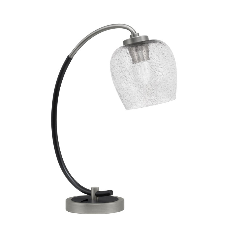 Lampe de bureau en acier inoxydable Wahab, Graphite / noir mat, Noir / transparent