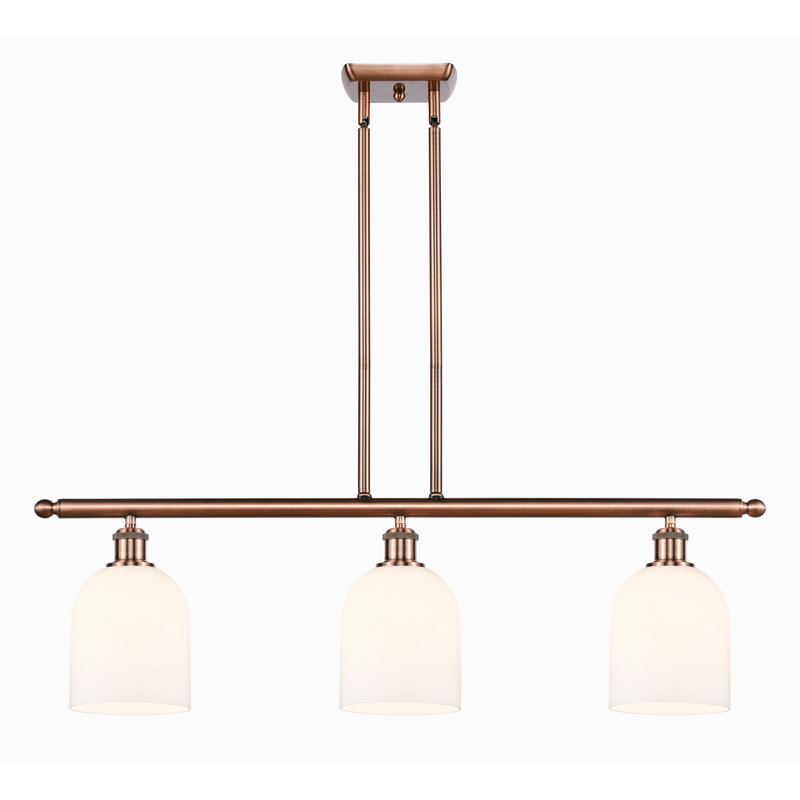 Odaniel 3 - Light Kitchen Island Pendant, Gloss White, Antique Copper