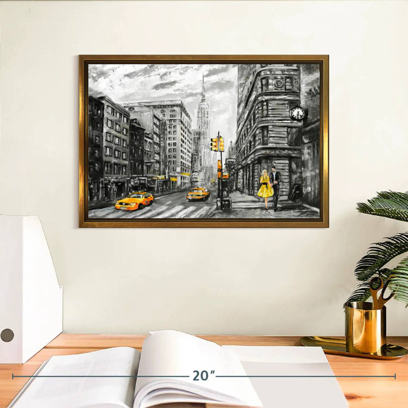 NYC, Cadre flottant doré, 13 po x 9 po
