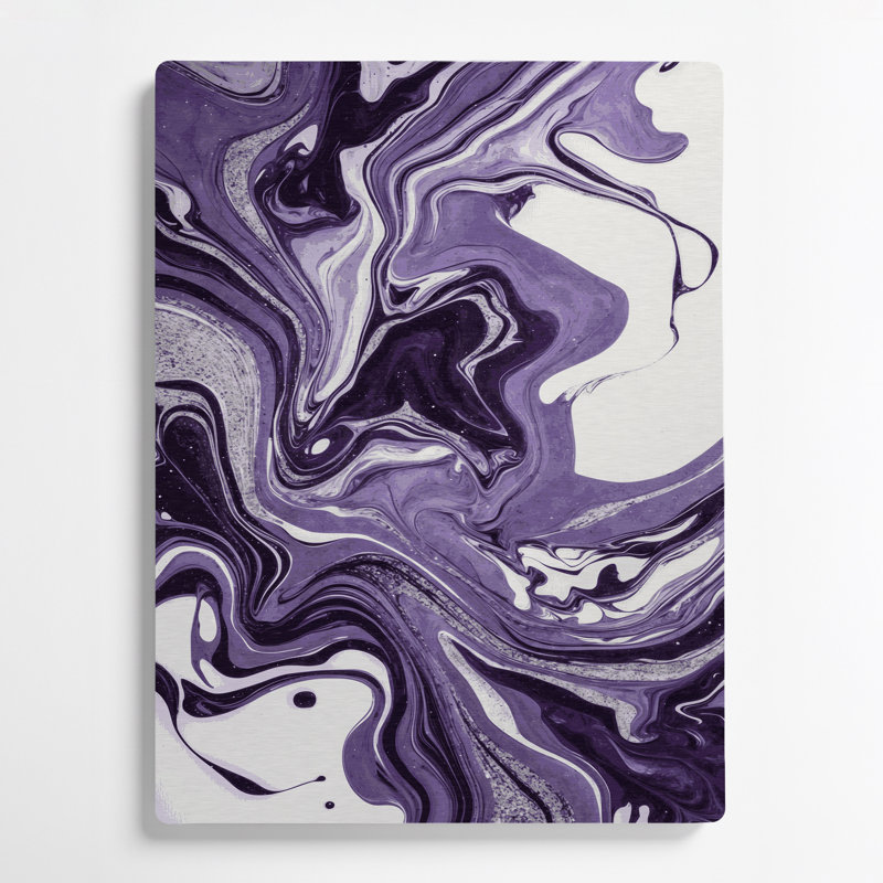 Abstrait art fluide, art mural mauve en métal 4, H 20 po x l 30 po