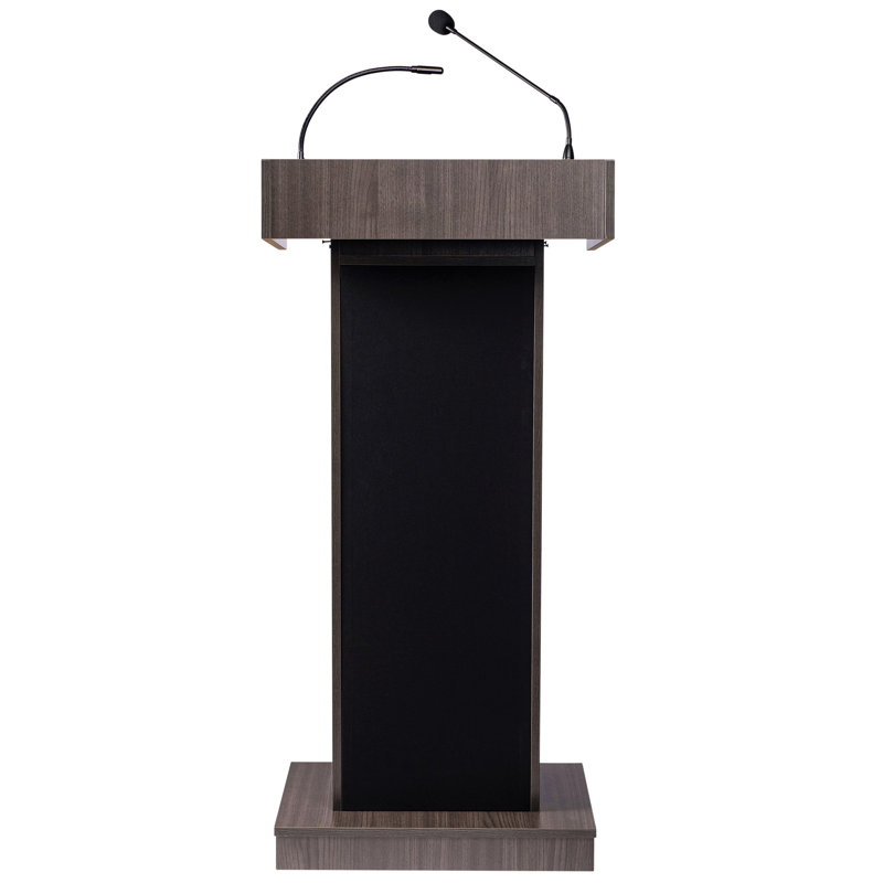 Brown MDF and Laminate Lectern with Amplifier and Microphone