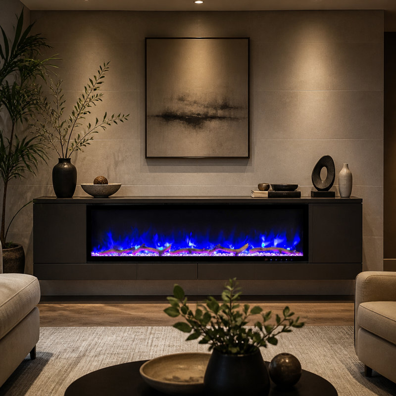 Wrought Studio Electric Fireplace, Black/Grey