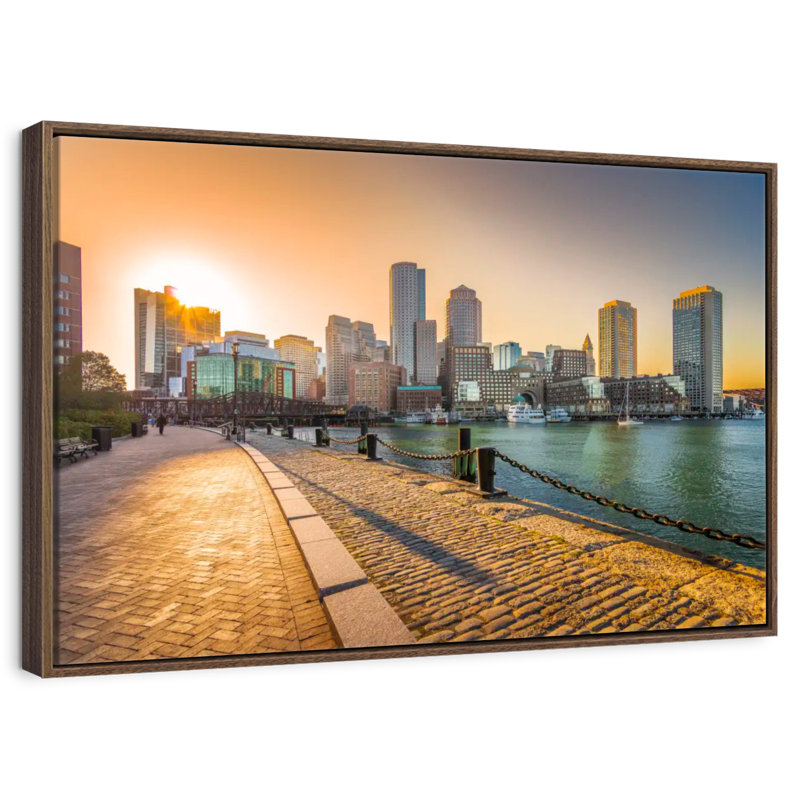 Fan Pier Park, Massachusetts, 46 po x 31 po, Cadre flottant noyer