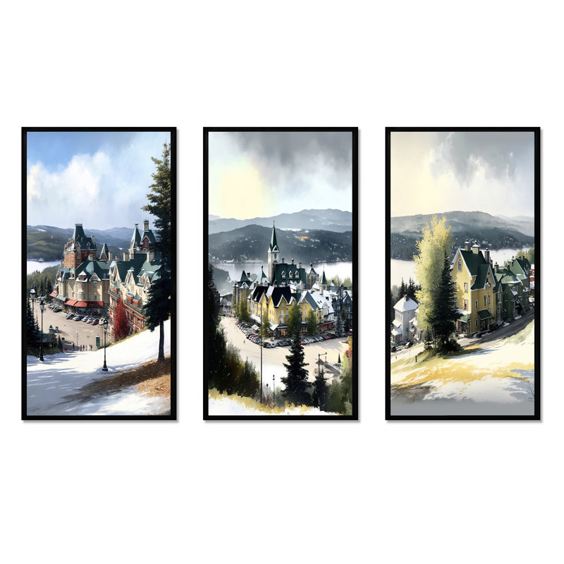 3 pièces sur toile, Noir, H 32 po x l 48 po