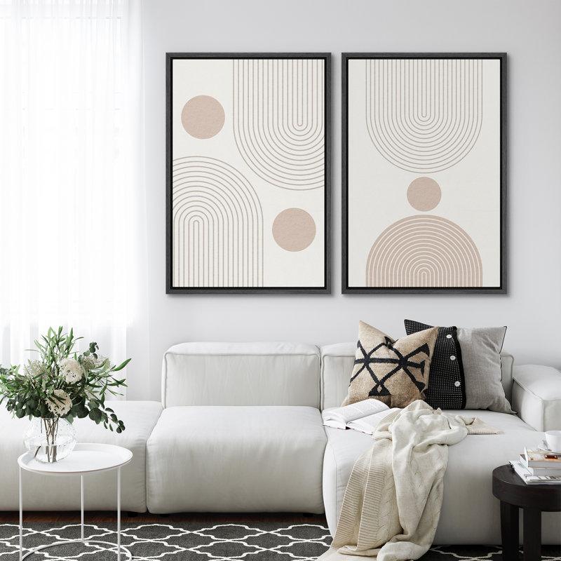Illustration de Mid-Century moderne boho abstrait neutre, œuvre d'art moderne minimaliste contemporain, Noir