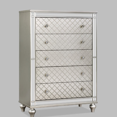 Commode de chambre à coucher 1 tiroir 5 pièces Glam