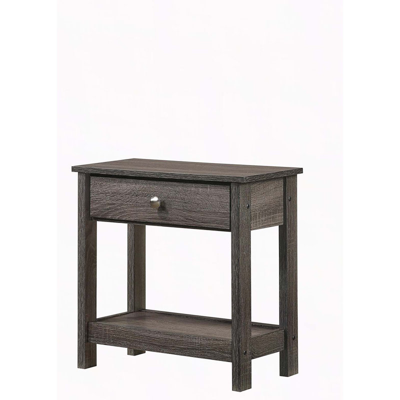 Table de chevet 1 tiroir rustique gris