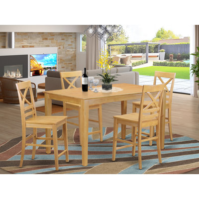 Asleigh Rubberwood Solid Wood Dining Set