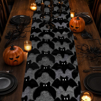 Halloween Decor Halloween Plushy Bats Table Runner And Tablecloth Festive Table Decor And Placemats