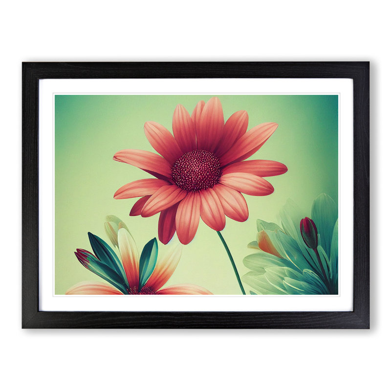 XH1022-7500X Riveting Daisy Flowers 1 Piece Single Picture Frame Painting, 34cm H x 46cm W x 2cm D, Black