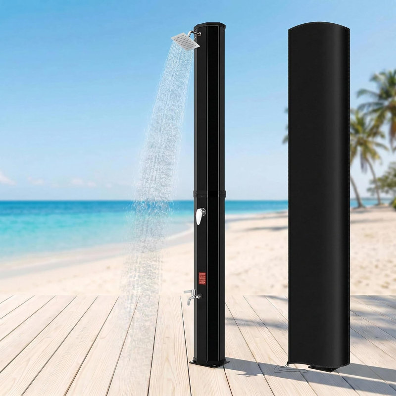Douche solaire chauffée avec pomme de douche rotative à 360 ° et robinet, douche extérieure autoportante avec housse de protection 210D, réglage de la température de l'eau, pour piscine, jardin, plage, spa