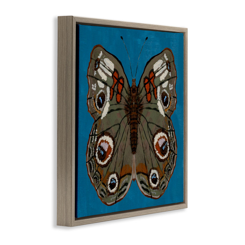 Cadre flottant Buckeye Butterfly Symmetry, design par Kara Keller Designs, H 18 po x l 18 po, Cadre flottant orme Montalcino