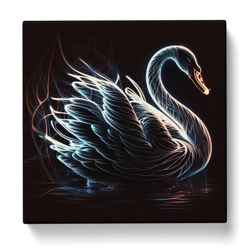 Swan Neon Art - Wrapped Canvas, 35cm H x 35cm W x 3cm D