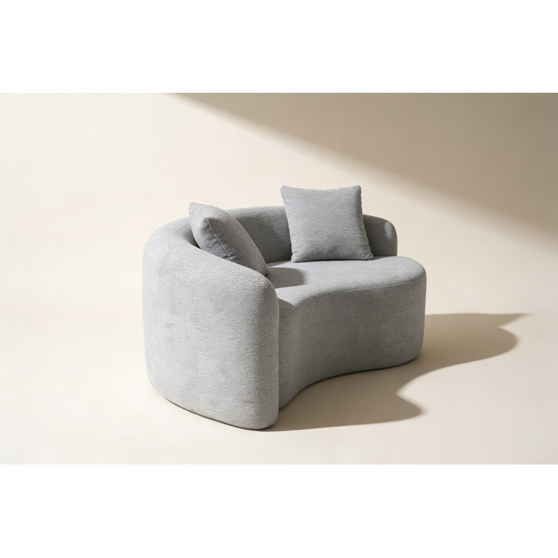 S-Curved Chenille Sectional Sofa, Light Gray