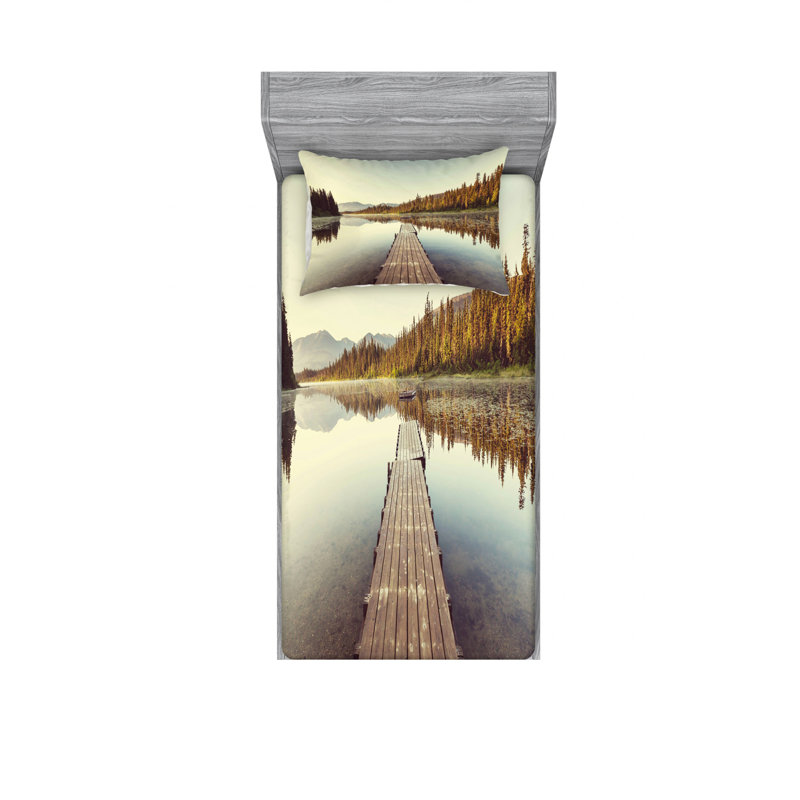 Ensemble de draps en bois sur l’ensemble de draps lake, Ensemble de draps pour lit simple TG avec drap-hou