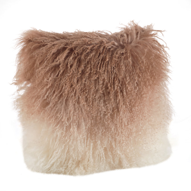 Natural Ombre Lamb Fur 20" Throw Pillow