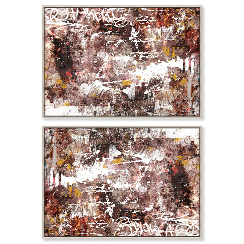 Kawasaki Set Canvas Expressionism Abstract by Art Remedy, 11" H x 16" W, Silver Floater Framed