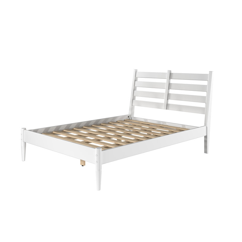 Lit plateforme en bois massif Ashlie, Blanc, Complète