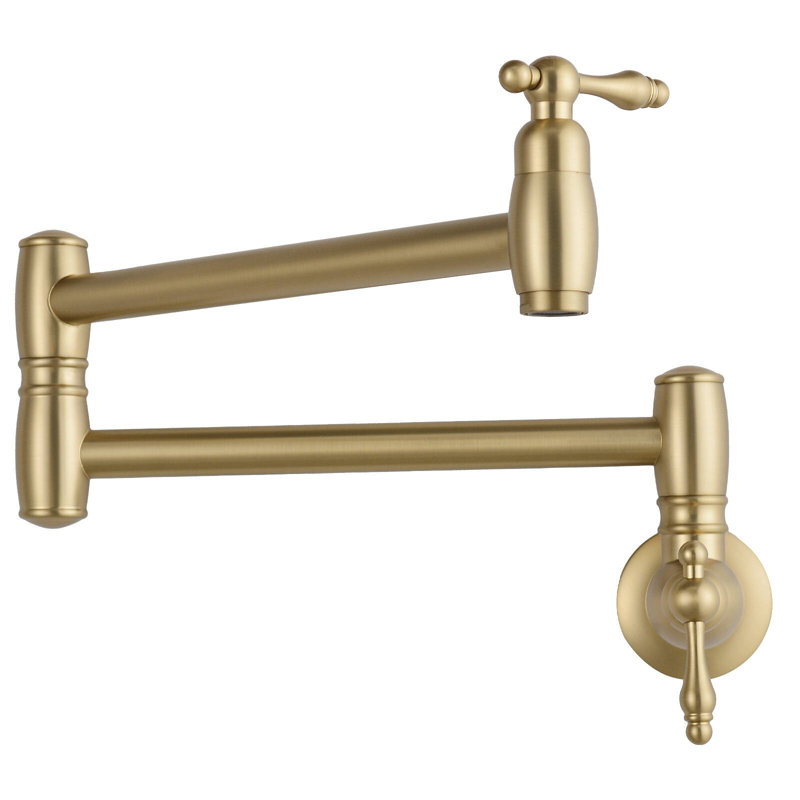 Wall Mount Pot Filler Kitchen Faucet, Single Handle Kitchen Faucets, Brushed Gold