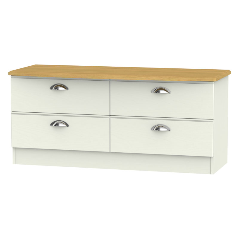 Fully Assembled Murier 4 Drawer Chest, Cream Ash/Riviera Oak