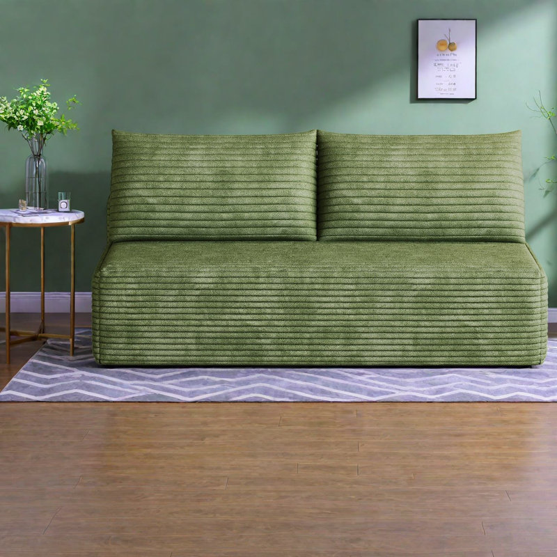 Canapés d'angle à compression, canapé moderne en velours côtelé moelleux de 150 cm pour la maison, Vert