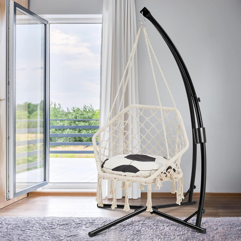 Heavy Duty Black Steel Indoor/Outdoor Hammock Chair Stand