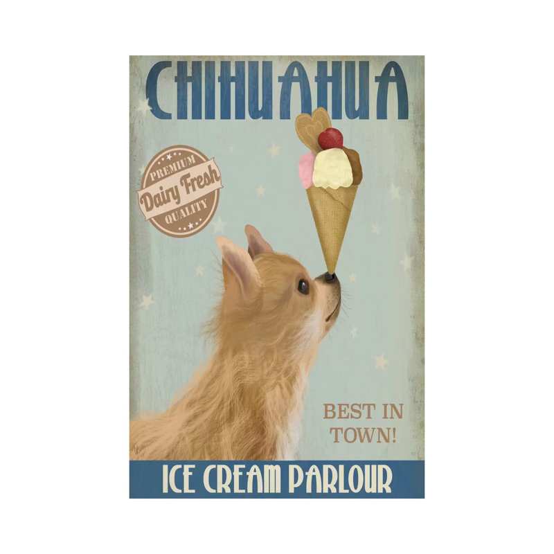 Chihuahua, Long Haired, Ice Cream by Fab Funky - Wrapped Canvas Gallery-Wrapped Canvas Giclée