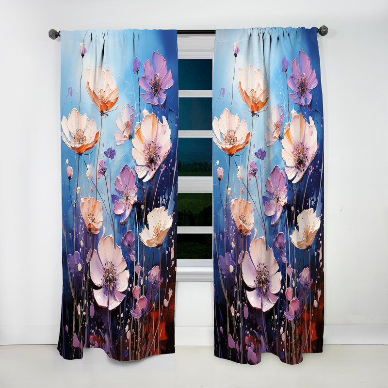 Cabhan - Rideau cornflowers - Rideau floral obscurcissant - 1 panneau, L 52 po x L 95 po