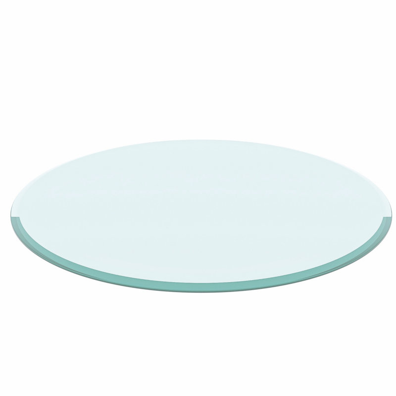 Plateau de table rond en verre trempé (plateau de table seulement), H 0,47 po x l 35,82 po x P 35,82 po, Clair