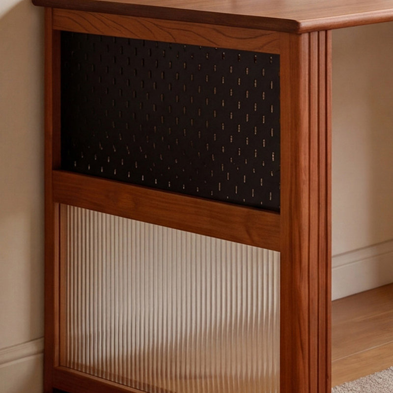 Bureau d'ordinateur brun en bois de pin durable, 29.52" H x 62.99" W x 25.59" D