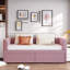 Upholstered Daybed With Ergonomic Design Backrest And 2 Drawers-957859274
