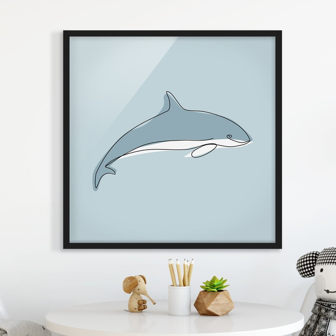 Picture With Frame - Dolphin Line Art - Square 1:1