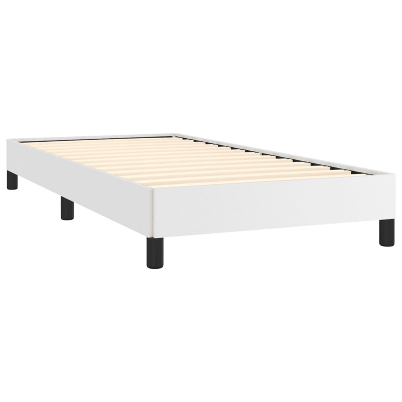Strath vidaXL Bed Frame, Faux Leather Upholstered Platform Bed Frame, No Mattress, Twin, White