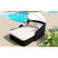 Lit de soleil réglable réglable pour l'extérieur - auvent double, PE, noir, beige-1467335991