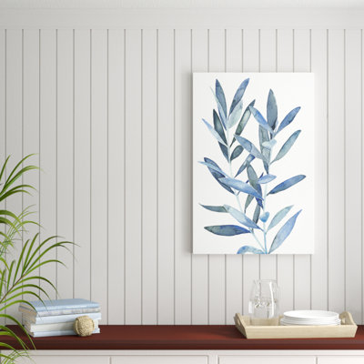 Indigo Leaves III by Megan Meagher - Wrapped Canvas Painting