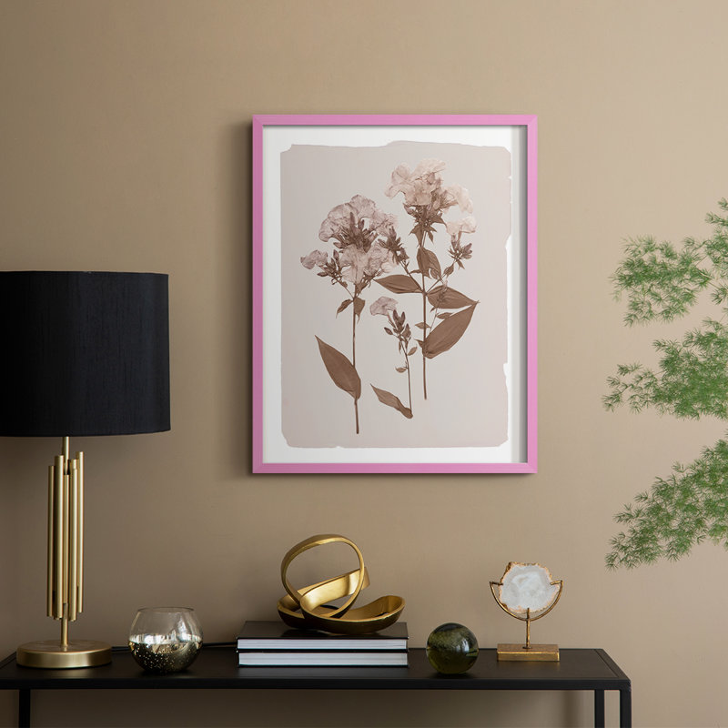 Impression encadrée monochrome Botanical II - bois massif, Rose, H 11 po x l 9 po