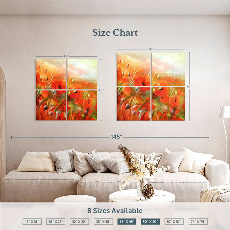 Poppy Fields, 50" H x 50" W