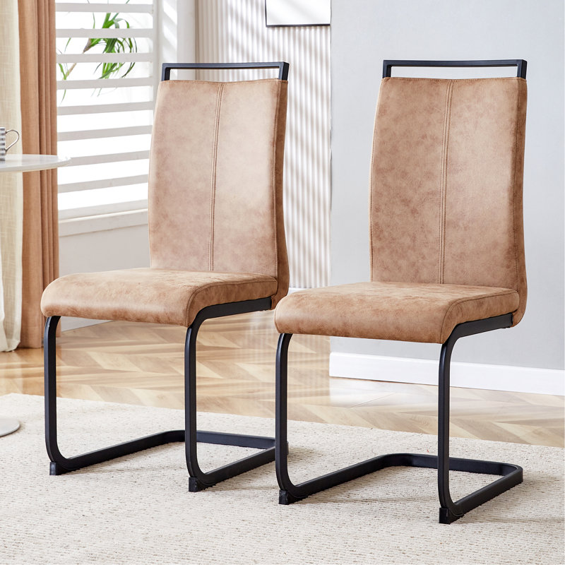 Chaise de salle à manger, chaise d'appoint rembourrée à dossier haut en tissu Tech