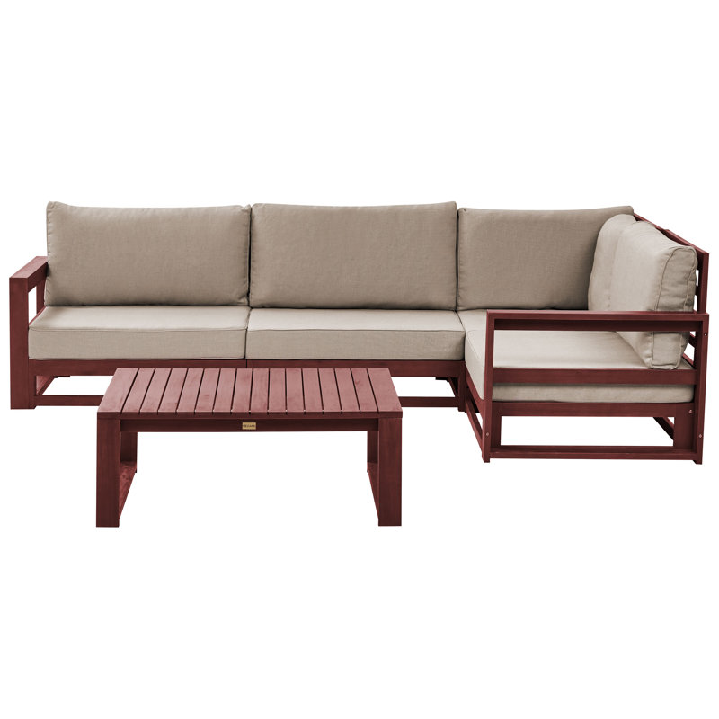 Agran 4 - Person Seating Group with Cushions, Mahogany Brown, Left Hand Facing