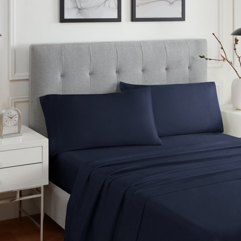 Twin XL 3 pc Sheet Set Navy, Twin XL Sheet Set + 1 Fitted Sheet + 1 Pillowcase, Blue