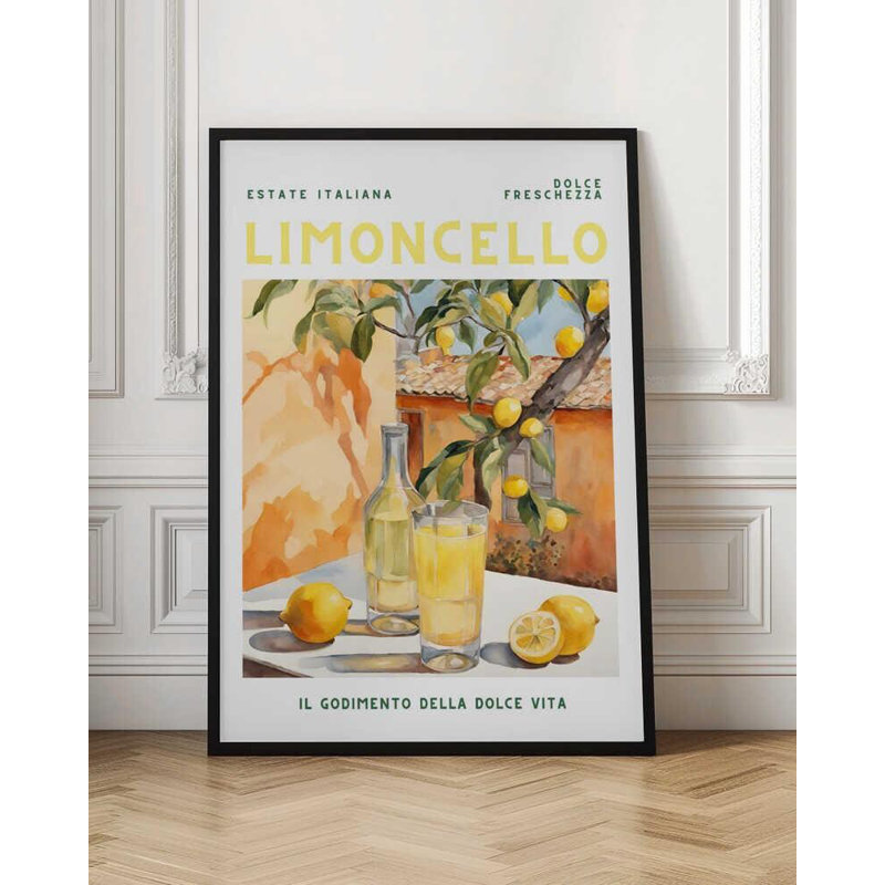 Affiche italienne de Limoncello italien - cuisine méditerranéenne, H 7 po x l 5 po, Impression encadrée sans passe-partout