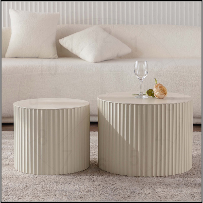 Round Wood Coffee Table, 14.92" H x 33.86" L x 33.86" W