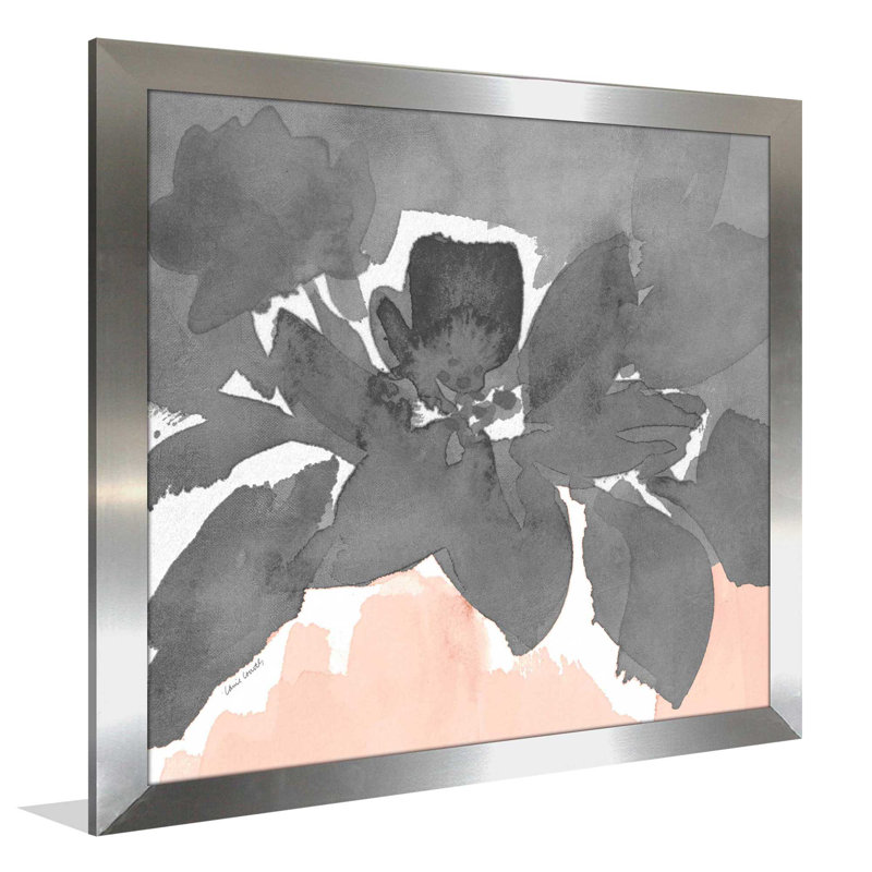 «Gray Modern Fleur I», reproduction de peinture à l'aquarelle sur acrylique, H 25,5 po x l 25,5 po x P 1 po